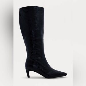Scottland Croc Knee High Boots - Black‎